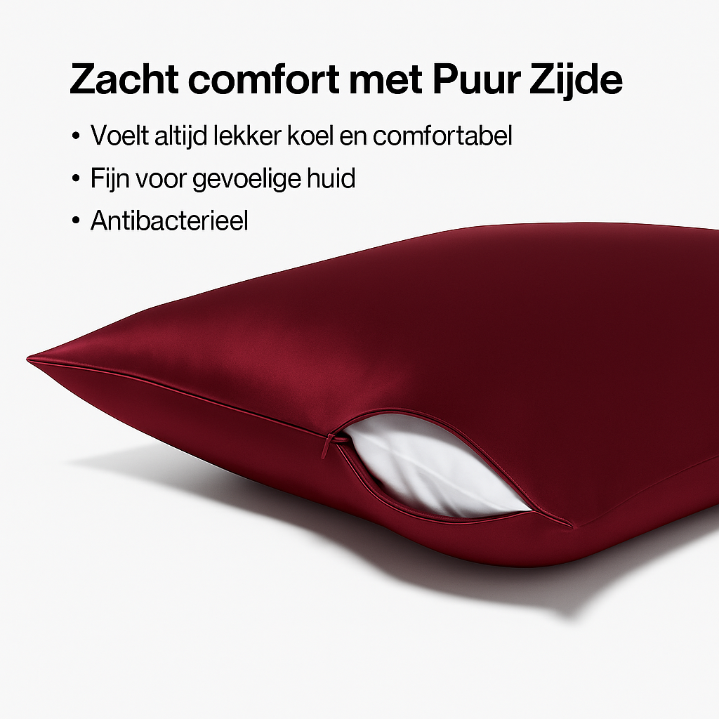 Premium Zijde Kussensloop - Bordeauxrood